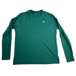 Apple T-Shirt Men's Large Long Sleeve Crew Neck Apple Logo On Front Employee